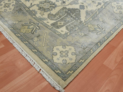 Oushak Oushak hand-knotted silk rug in Ivory & Gray, 9'1" x 12'1" — SKU O075192 (view 6)