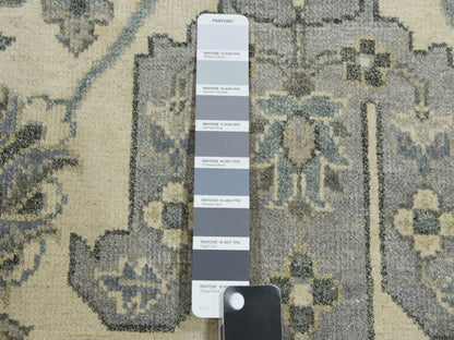 Oushak Oushak hand-knotted silk rug in Ivory & Gray, 9'1" x 12'1" — SKU O075192 (view 7)