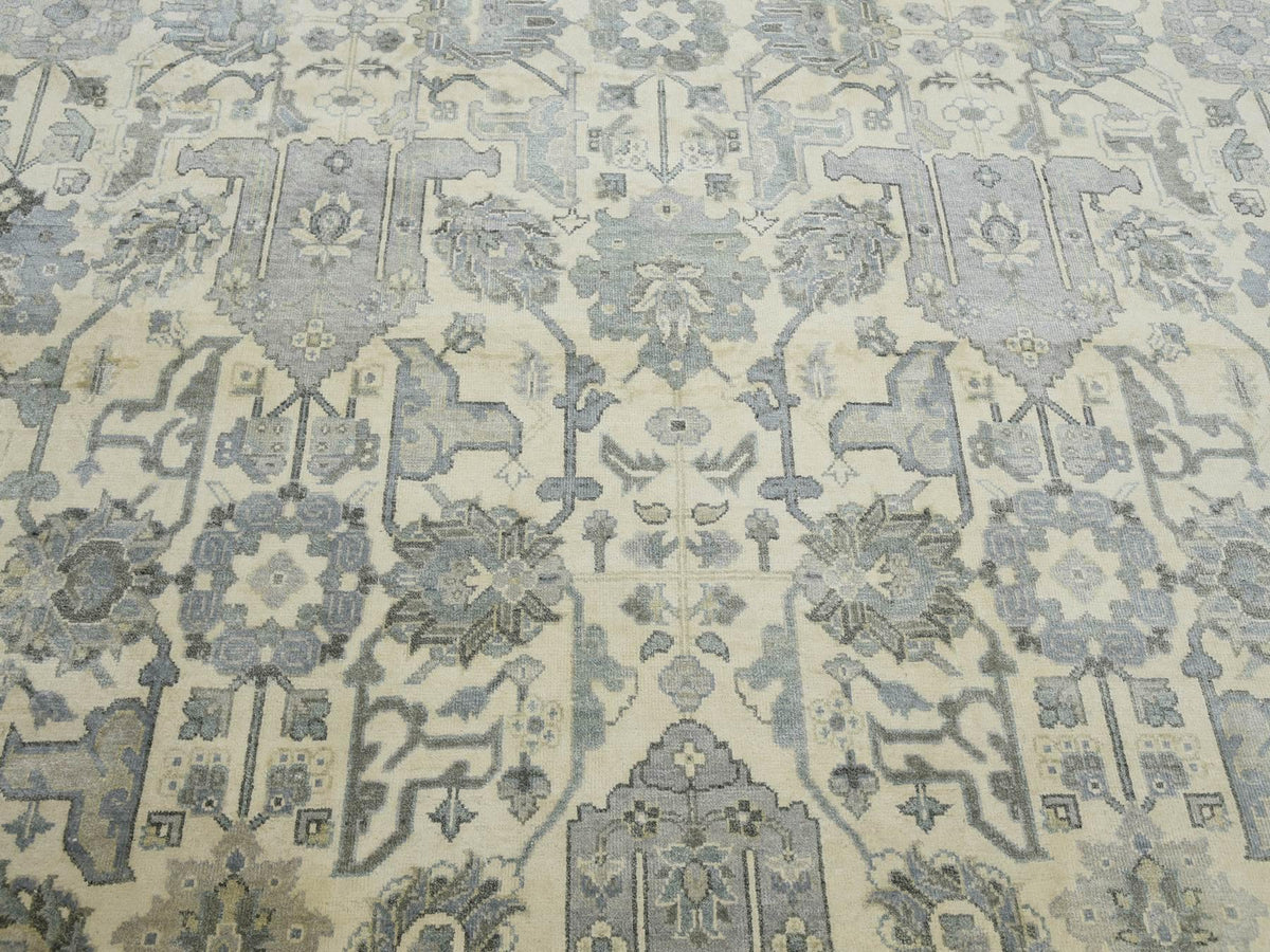 Oushak Oushak hand-knotted silk rug in Ivory & Gray, 9'1" x 12'1" — SKU O075192 (view 8)