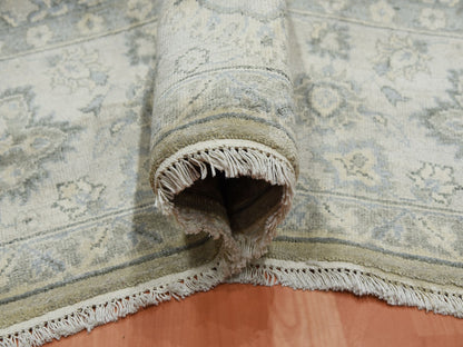 Grey 8'6" x 12'0" Oushak And Peshawar Hand knotted Silk Rug - Sku: O075193