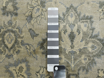 Grey 8'6" x 12'0" Oushak And Peshawar Hand knotted Silk Rug - Sku: O075193