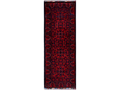 Tribal Tribal & Geometric hand-knotted wool runner in Red, 1'9" x 4'10" — SKU O0751