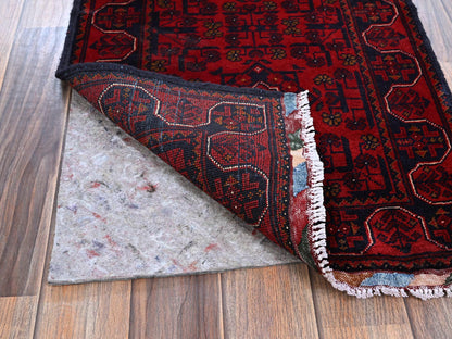 Tribal Tribal & Geometric hand-knotted wool runner in Red, 1'9" x 4'10" — SKU O0751 (view 3)