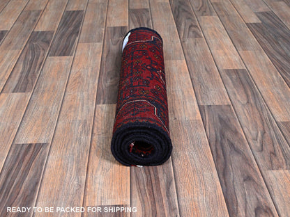 Tribal Tribal & Geometric hand-knotted wool runner in Red, 1'9" x 4'10" — SKU O0751 (view 5)