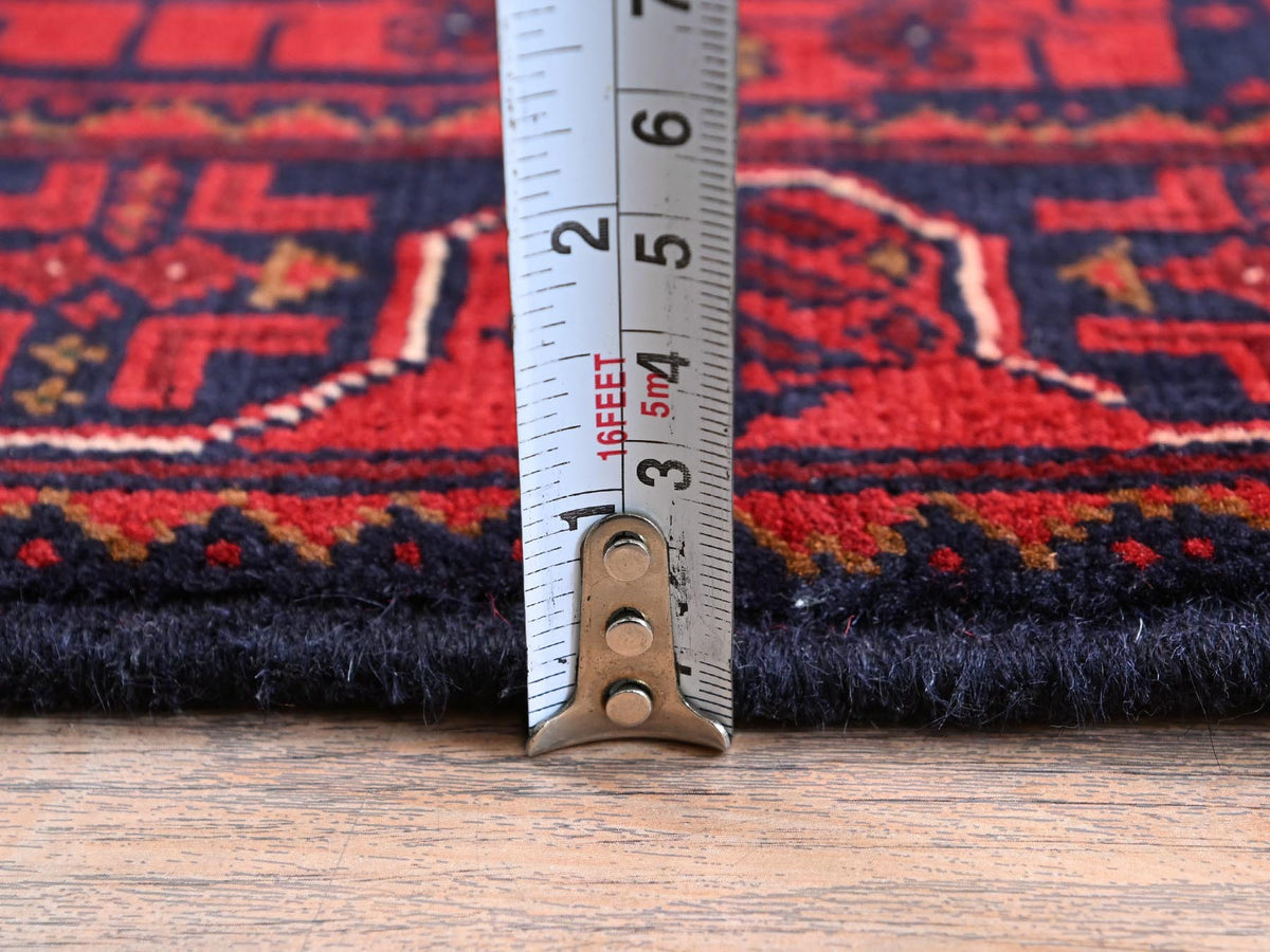 Tribal Tribal & Geometric hand-knotted wool runner in Red, 1'9" x 4'10" — SKU O0751 (view 6)