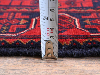Tribal Tribal & Geometric hand-knotted wool runner in Red, 1'9" x 4'10" — SKU O0751 (view 6)