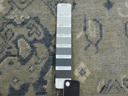 Grey 8'2" x 9'10" Oushak And Peshawar Hand knotted Wool Rug - Sku: O075206
