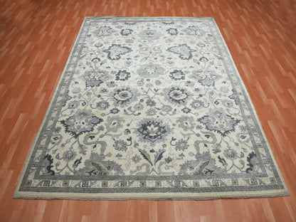 Ivory 8'2" x 10'5" Oushak And Peshawar Hand knotted Wool Rug - Sku: O075207