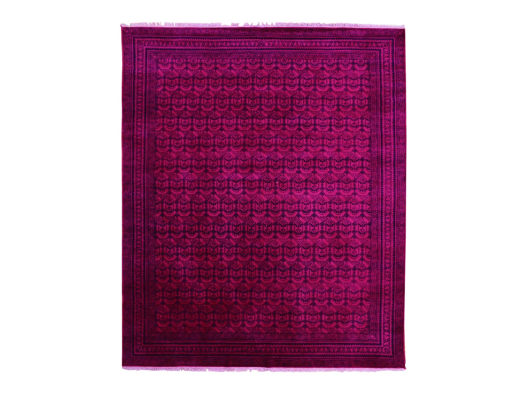 Agra Vintage hand-knotted cotton rug in Overdyed & Pink, 8' x 9'7" — SKU O075212