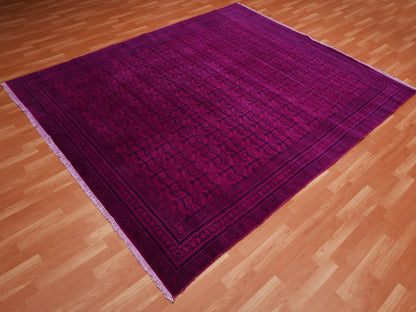 Agra Vintage hand-knotted cotton rug in Overdyed & Pink, 8' x 9'7" — SKU O075212 (view 3)