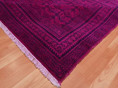 Agra Vintage hand-knotted cotton rug in Overdyed & Pink, 8' x 9'7" — SKU O075212 (view 6)