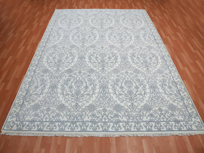 Agra Transitional hand-knotted cotton rug in Ivory, 9'4" x 11'9" — SKU O075214 (view 2)