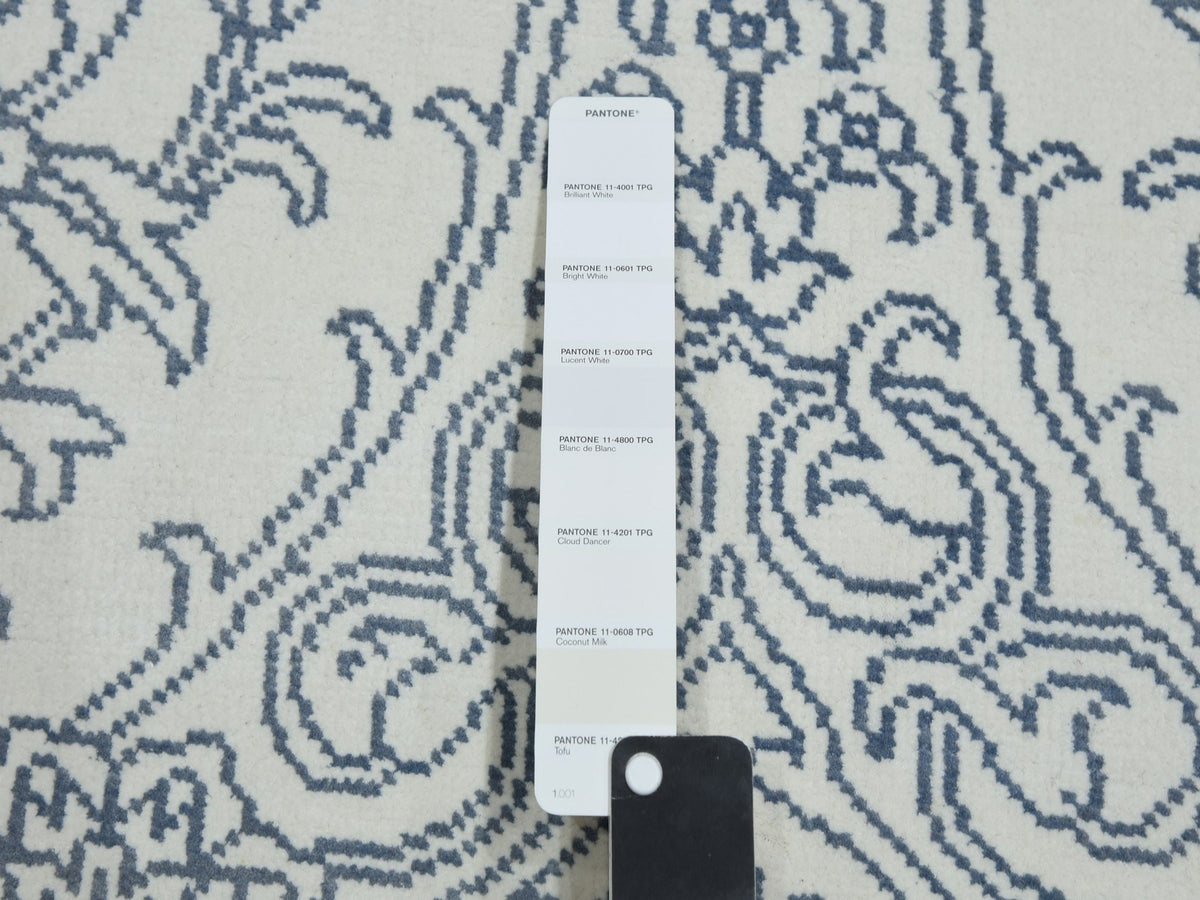 Agra Transitional hand-knotted cotton rug in Ivory, 9'4" x 11'9" — SKU O075214 (view 7)