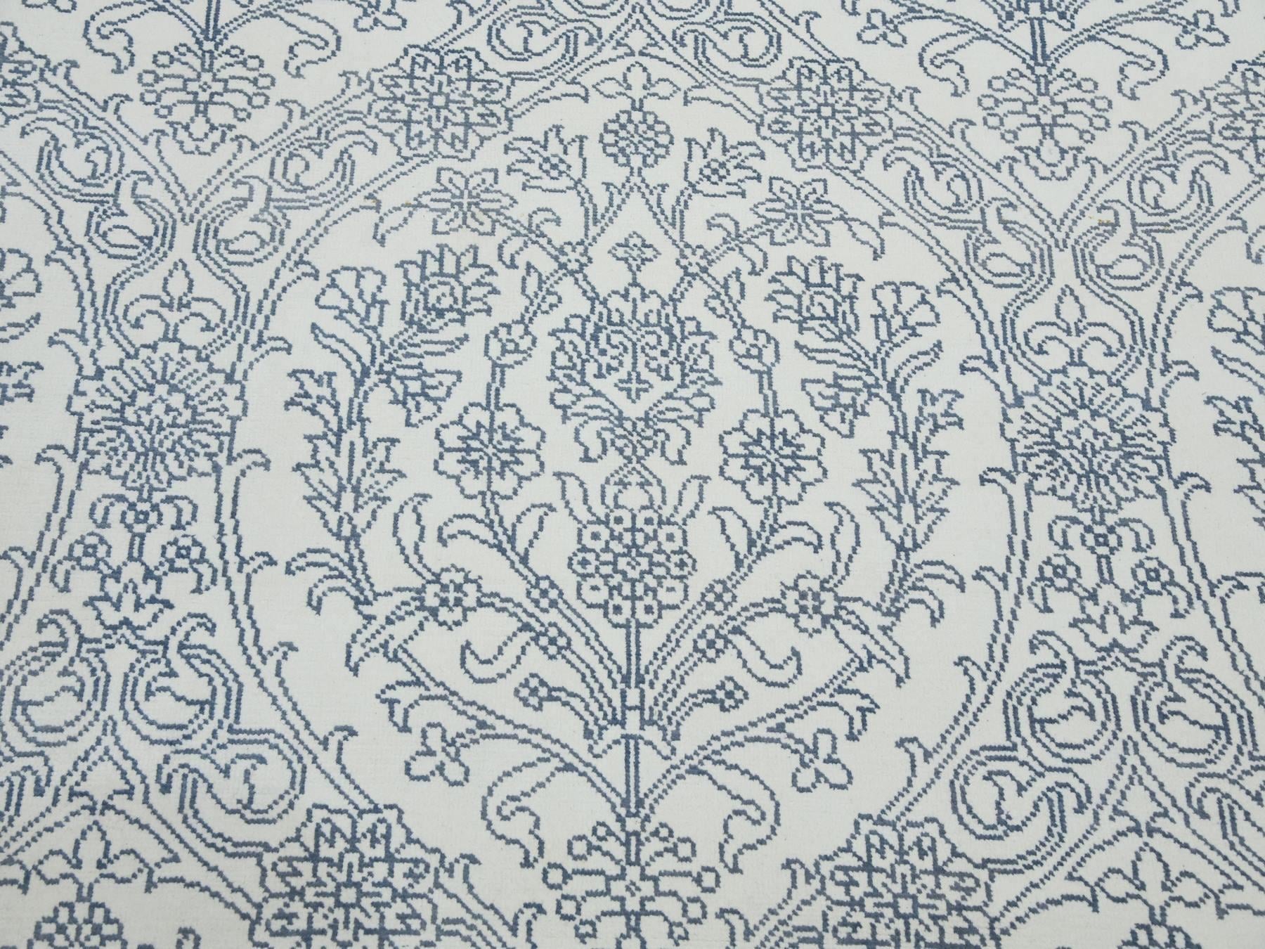 Agra Transitional hand-knotted cotton rug in Ivory, 9'4" x 11'9" — SKU O075214 (view 8)