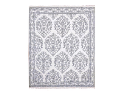 Agra Transitional hand-knotted cotton rug in Ivory, 8' x 9'9" — SKU O075215