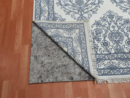 Agra Transitional hand-knotted cotton rug in Ivory, 8' x 9'9" — SKU O075215 (view 4)