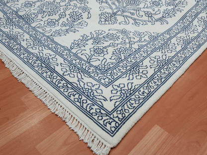 Agra Transitional hand-knotted cotton rug in Ivory, 8' x 9'9" — SKU O075215 (view 6)