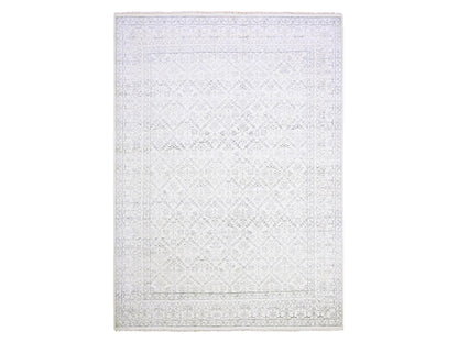 Agra Transitional hand-knotted cotton rug in Ivory, 9'1" x 11'10" — SKU O075217