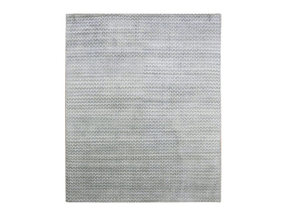 Modern / Contemporary hand-knotted wool/silk rug in Ivory, 8' x 10' — SKU O075222