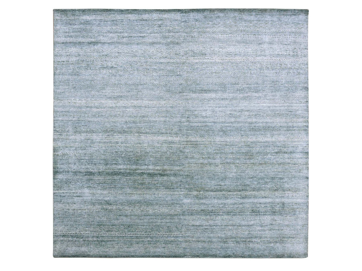 Transitional hand-knotted silk rug in Gray, 8'8" x 8'10" — SKU O075223