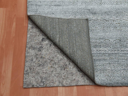 Transitional hand-knotted silk rug in Gray, 8'8" x 8'10" — SKU O075223 (view 4)