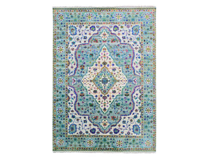 Fine Oriental hand-knotted silk rug in Gray, 8'8" x 12' — SKU O075233