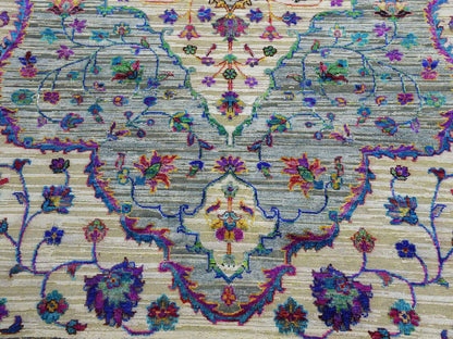 Fine Oriental hand-knotted silk rug in Gray, 8'8" x 12' — SKU O075233 (view 8)