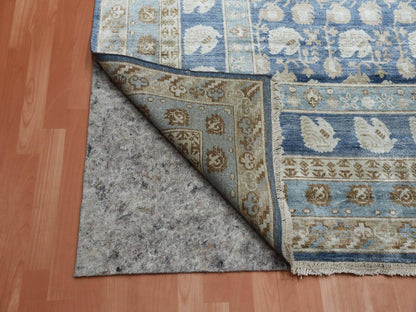 Blue 8'9" x 12'0" Khotan and Samarkand Hand knotted Silk Rug - Sku: O075242