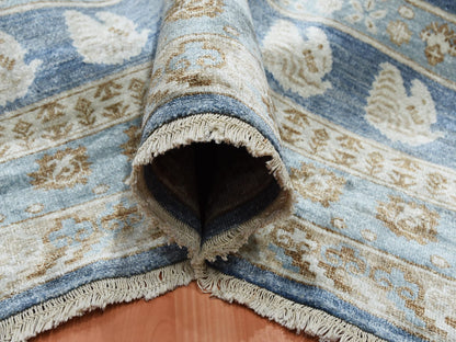 Blue 8'9" x 12'0" Khotan and Samarkand Hand knotted Silk Rug - Sku: O075242