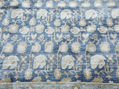 Blue 8'9" x 12'0" Khotan and Samarkand Hand knotted Silk Rug - Sku: O075242