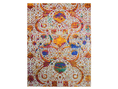 Transitional hand-knotted wool/silk rug in Yellow, 9' x 12' — SKU O075243