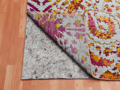 Transitional hand-knotted wool/silk rug in Yellow, 9' x 12' — SKU O075243 (view 4)