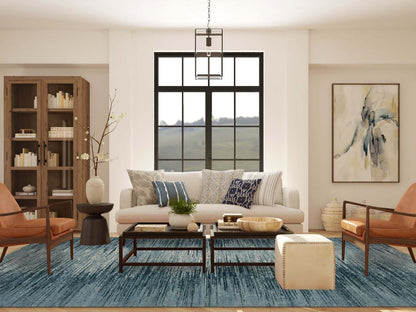 Blue 10'1" x 14'1" Modern and Contemporary Hand knotted Wool Rug - Sku: O075249