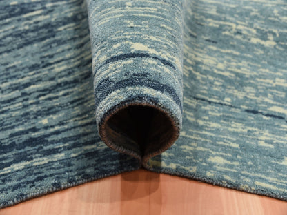 Blue 10'1" x 14'1" Modern and Contemporary Hand knotted Wool Rug - Sku: O075249
