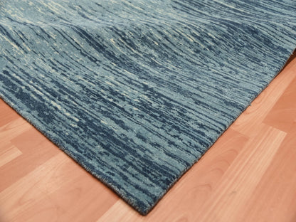 Blue 10'1" x 14'1" Modern and Contemporary Hand knotted Wool Rug - Sku: O075249