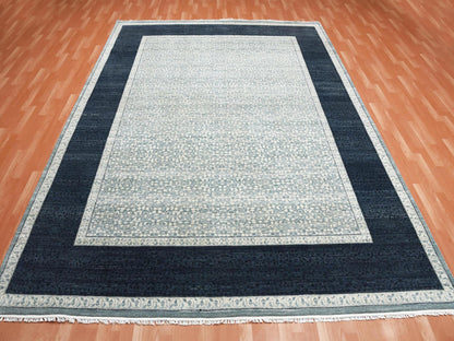Blue 9'0" x 12'3" Modern and Contemporary Hand knotted Wool Rug - Sku: O075253