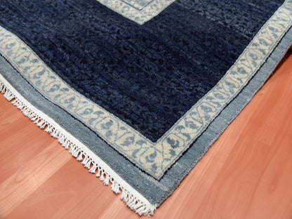 Blue 9'0" x 12'3" Modern and Contemporary Hand knotted Wool Rug - Sku: O075253