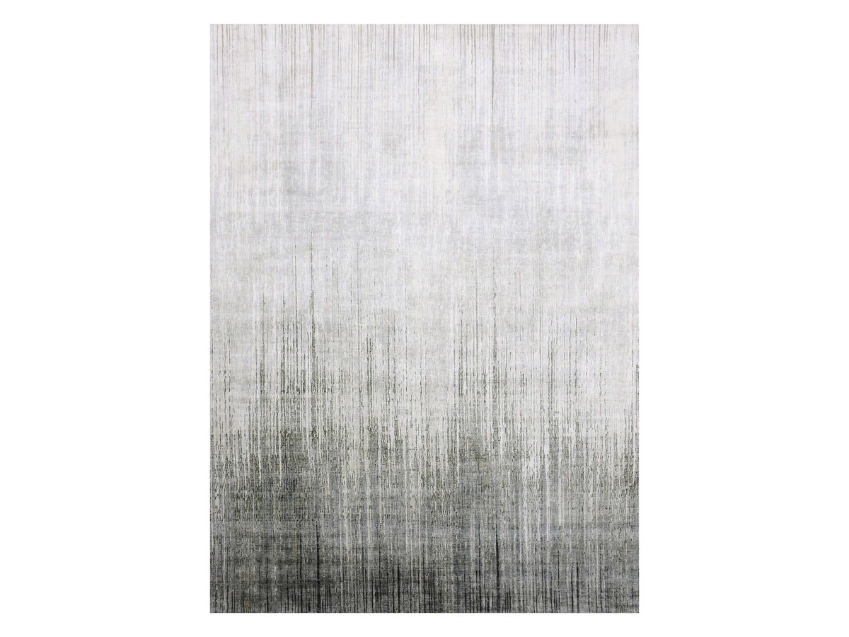 Modern / Contemporary hand-knotted wool/silk rug in Gray, 10' x 14' — SKU O075257