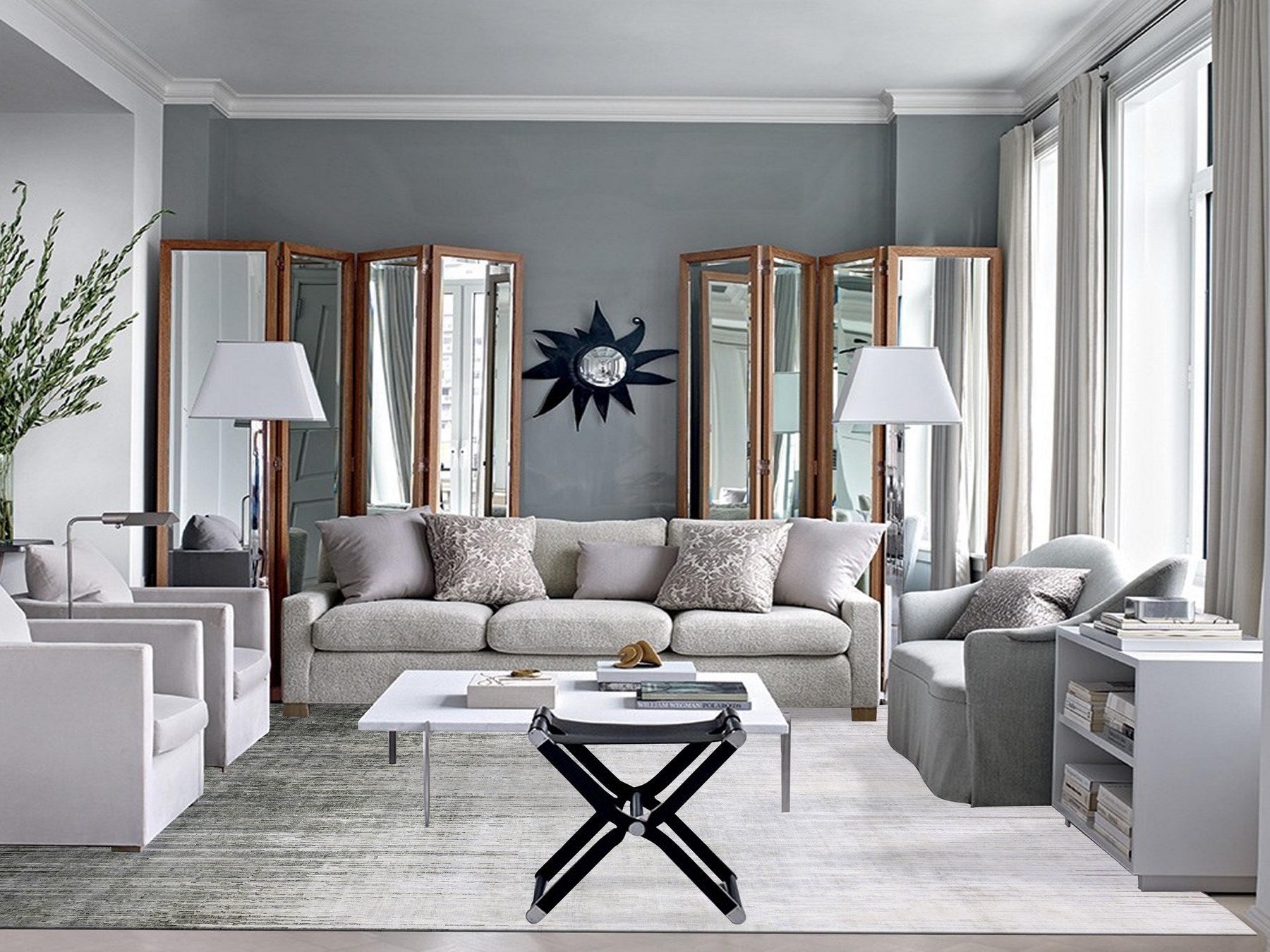 Modern / Contemporary hand-knotted wool/silk rug in Gray, 10' x 14' — SKU O075257 (view 2)