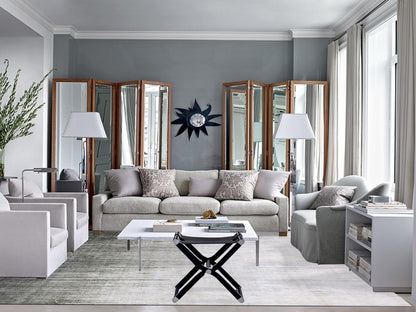 Modern / Contemporary hand-knotted wool/silk rug in Gray, 10' x 14' — SKU O075257 (view 2)