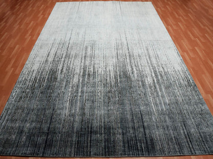 Grey 10'0" x 14'0" Modern / Contemporary Hand knotted Wool/Silk Rug - Sku: O075257