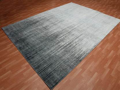 Modern / Contemporary hand-knotted wool/silk rug in Gray, 10' x 14' — SKU O075257 (view 4)
