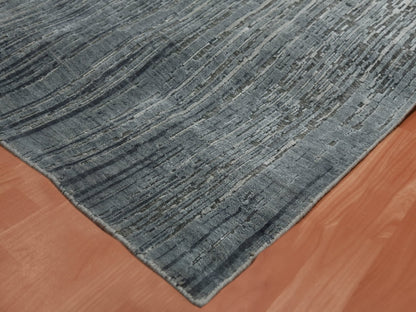Grey 10'0" x 14'0" Modern / Contemporary Hand knotted Wool/Silk Rug - Sku: O075257