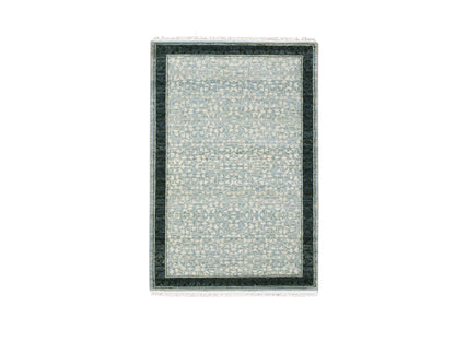 Blue 3'1" x 5'1" Modern and Contemporary Hand knotted Wool Rug - Sku: O075258