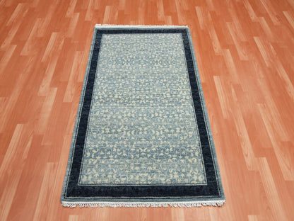Blue 3'1" x 5'1" Modern and Contemporary Hand knotted Wool Rug - Sku: O075258
