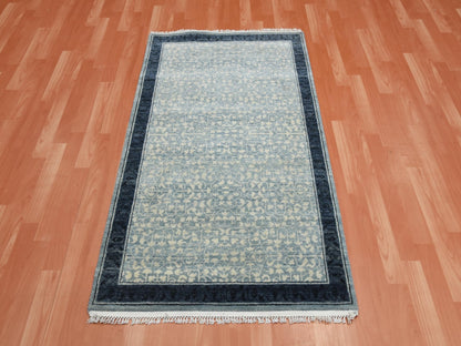 Blue 3'1" x 5'2" Modern and Contemporary Hand knotted Wool Rug - Sku: O075259