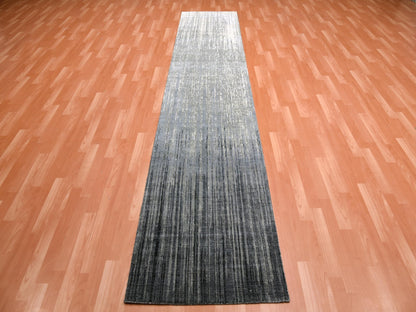 Modern / Contemporary hand-knotted wool runner in Gray, 2'6" x 12'6" — SKU O075260 (view 2)