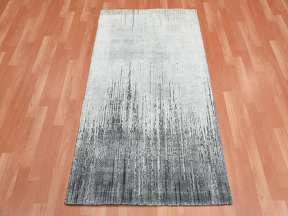 Grey 3'0" x 5'3" Modern / Contemporary Hand knotted Wool/Silk Rug - Sku: O075262