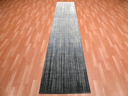 Modern / Contemporary hand-knotted wool runner in Gray, 2'6" x 12'6" — SKU O075263 (view 2)