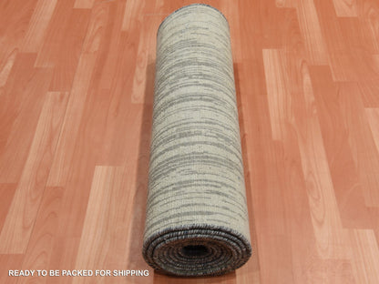 Modern / Contemporary hand-knotted wool runner in Gray, 2'6" x 12'6" — SKU O075263 (view 5)
